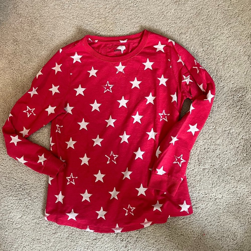 Sonoma Long Sleeve Top *Red w/ White Stars* EUC | Size L | Patriotic - Picture 5 of 7